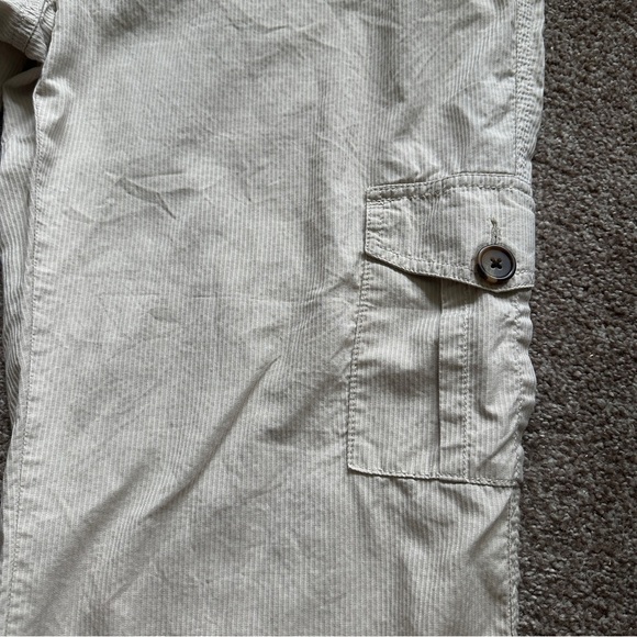 Y2K Charter Club Cream Pinstripe Ankle Cargo Pants Women’s Size 14 Preppy Spring - Picture 7 of 16
